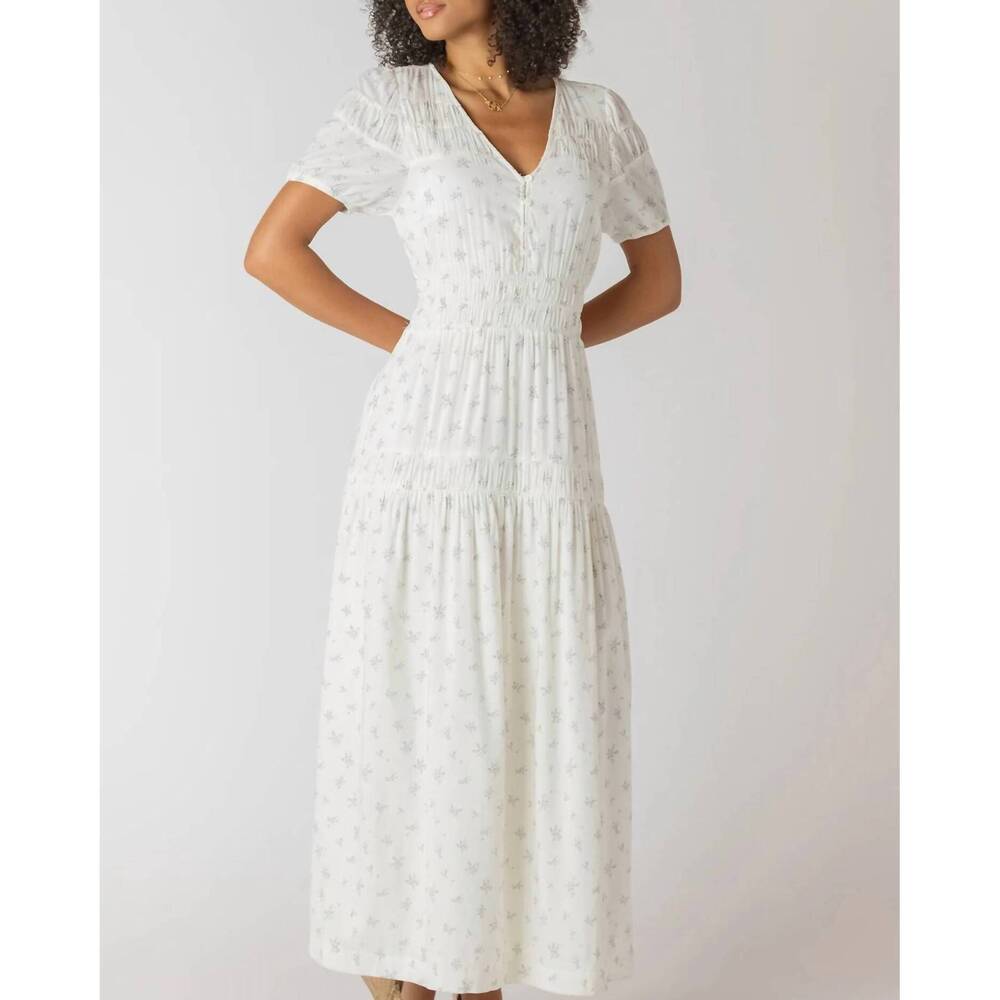 NEW DEX CLOTHING floral charm midi dress in off white